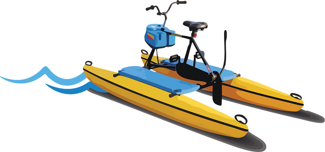 Hydrobike catamaran water bike on False Creek, beginner-friendly stable design